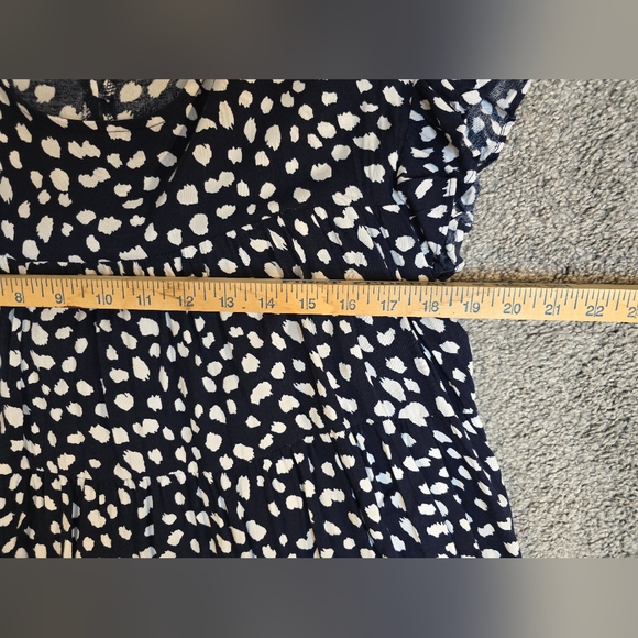 Entro Micro Floral Tiered Dress Navy & White Size Medium Lined - Picture 3 of 8